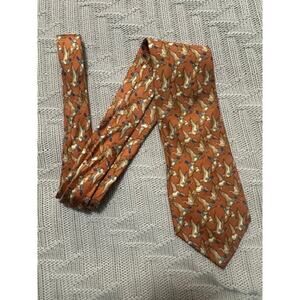 Beaufort orange duck motif silk tie